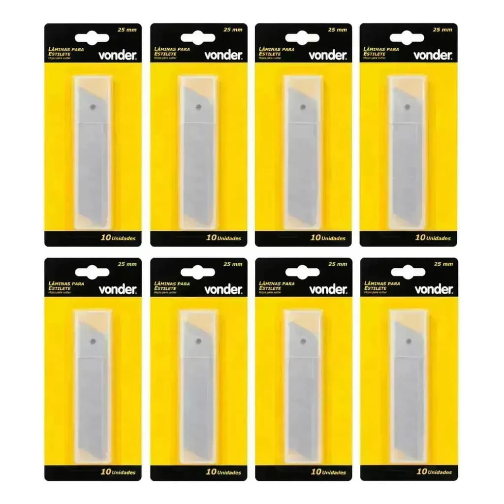 Kit 80 Lâminas para Estilete Vonder 25 mm em Aço Reposição Profissional para Construção Manutenção e Artesanato