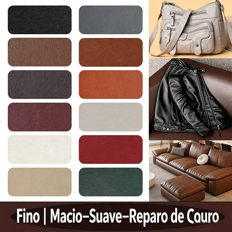Remendo e Adesivo para Reparo de Couro – Conserta Sofá, Cadeira e Estofados – Múltiplos Tamanhos e Cores Disponíveis
