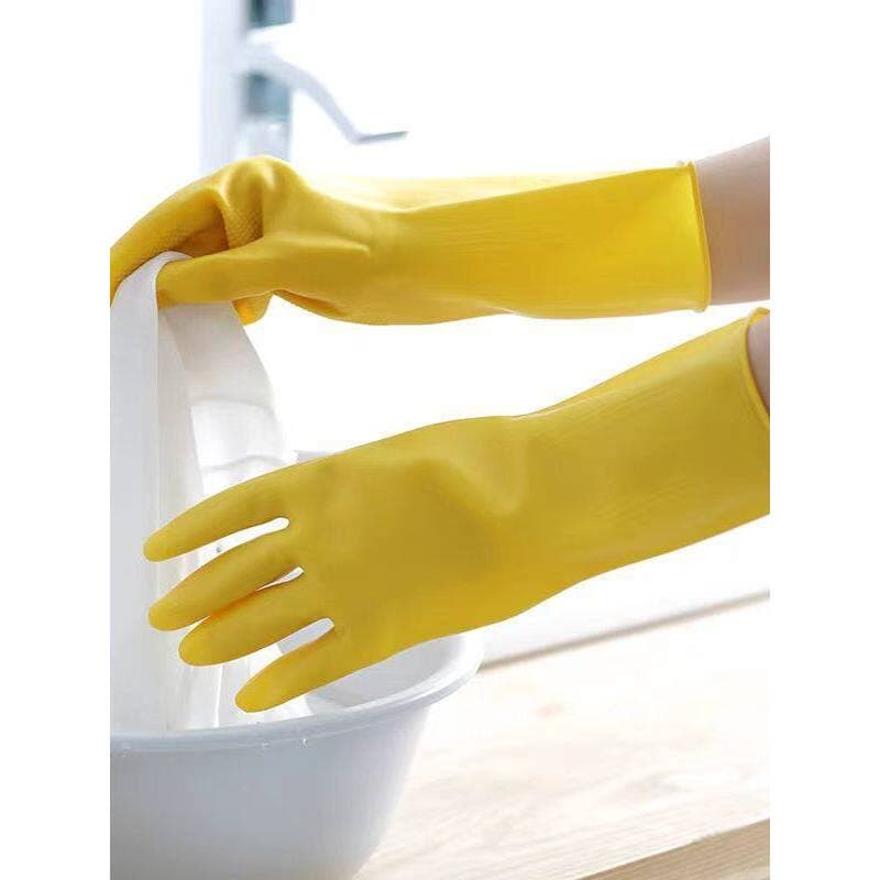 Luvas de lavar louça femininas engrossadas cozinha trabalho doméstico borracha impermeável à prova de óleo limpeza resis