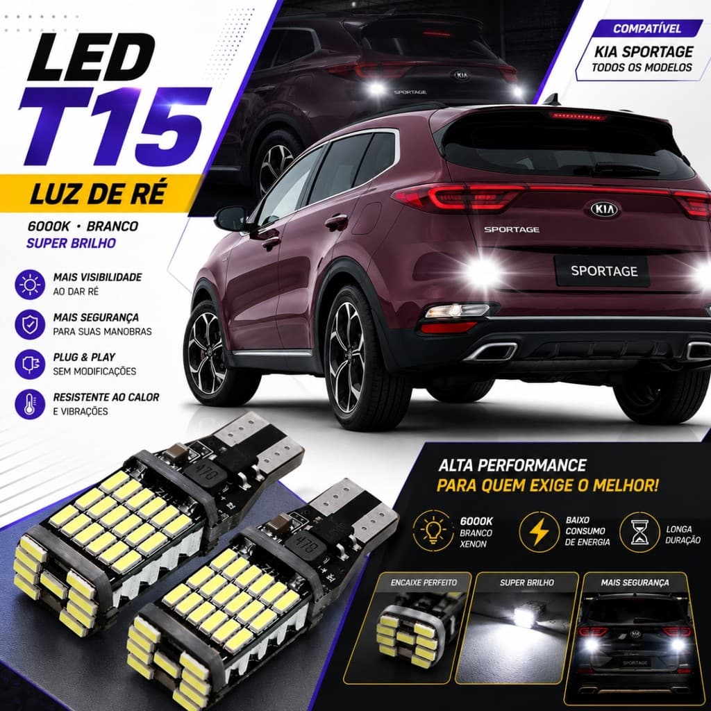 Par Lampada Ultra Led Premium Luz De Ré Kia Sportage T15