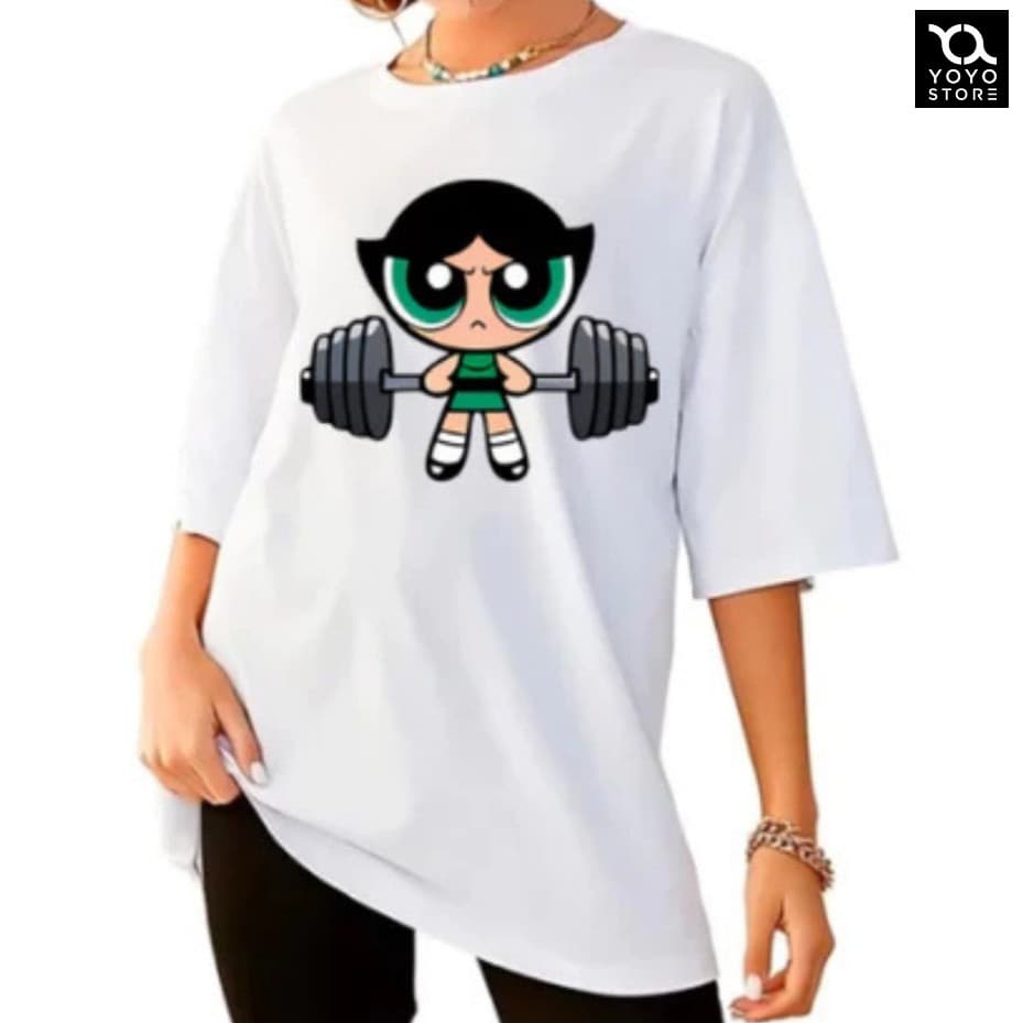 Camiseta Feminina 100% Algodão Camisa Estampada Meninas Super Poderosas Docinho Maromba Academia