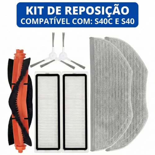 Kit Reposição Acessórios para Robô Aspirador Compatível com Xiaomi S40C E101 S40 OV81 H40 OV51