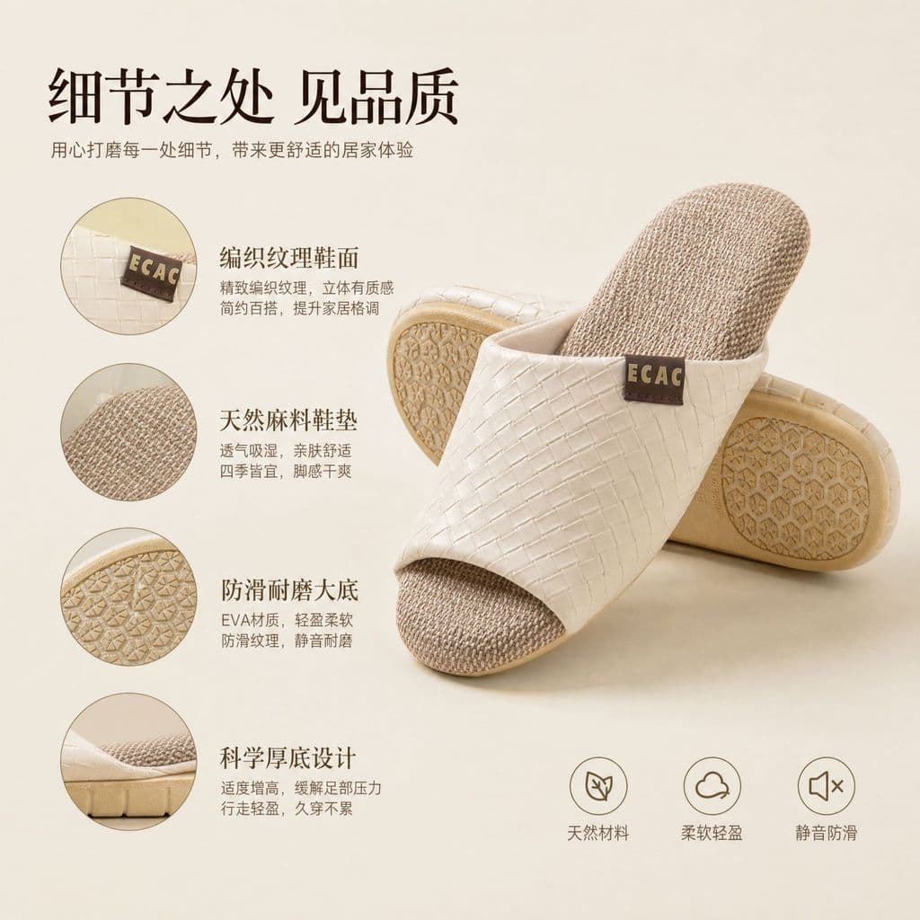 Chinelos de linho silenciosos femininos verão novo estilo interior casa antiderrapante confortável respirável absorvente