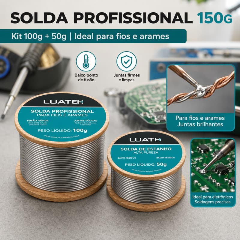 Solda Estanho 100g+50g Profissional para Soldar Fio Arame para Ferro de Soldar Soldagem