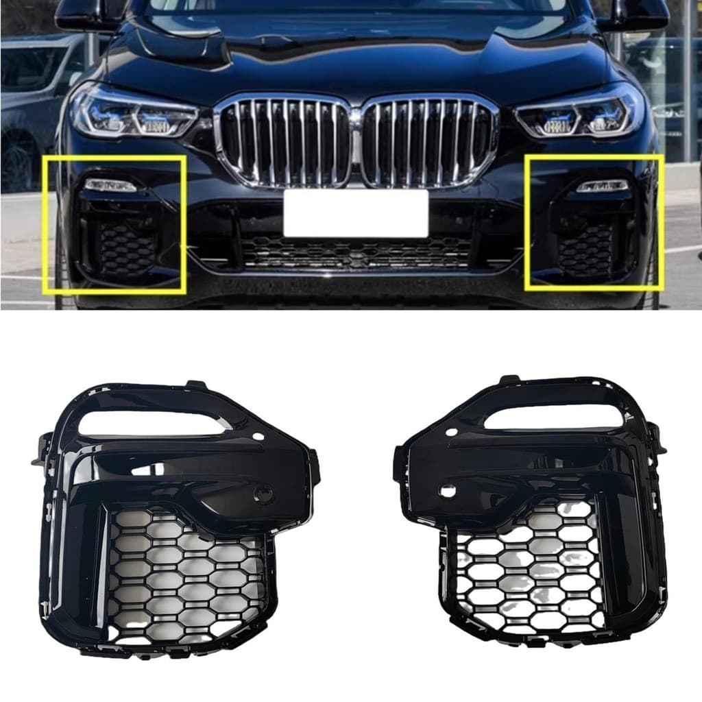 Para BMW X5 G05 2019-2023 Amortecedor Dianteiro Lateral Saída De Ventilação De Ar Grill Gloss Preto Luz De Nevoeiro Capa
