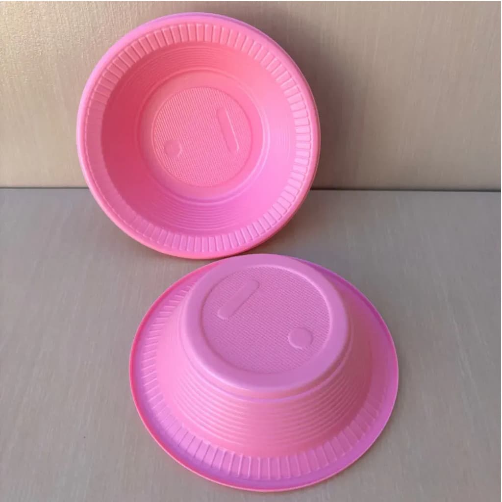 Prato Fundo Descartável Cumbuca 15cm Rosa 10 un