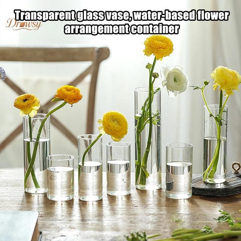 Drowsy Hidroponia Plantas Desktop Plantador De Vidro Vaso Cilindro Transparente Flores Quarto Decoração Para Casa Novo
