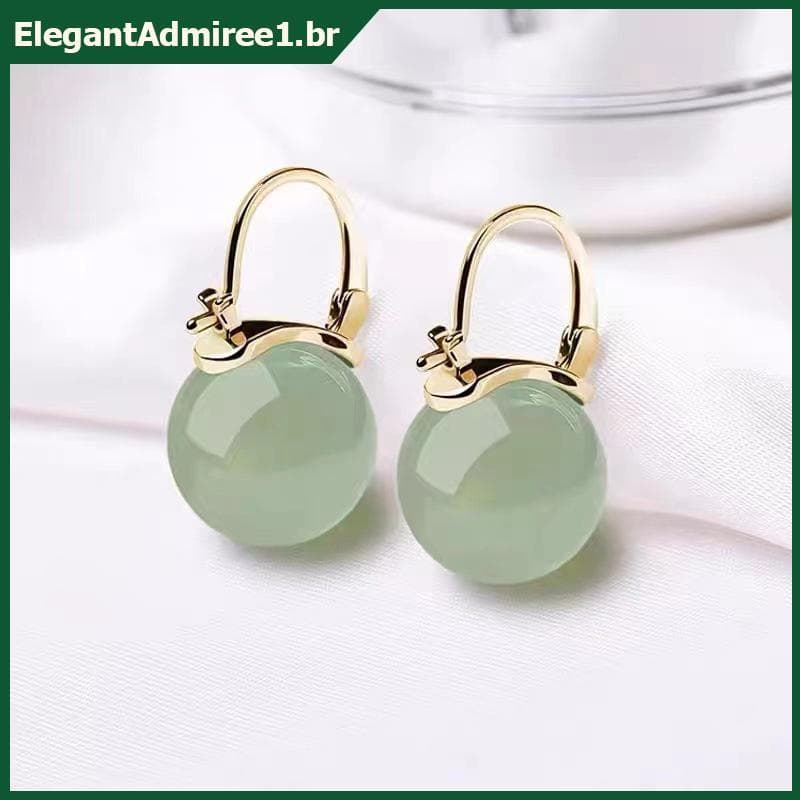 ELEGA Brincos De Contas De Jade Estilo Antigo , Joias Retrô Com Fivela De Orelha Para Mulheres E Meninas