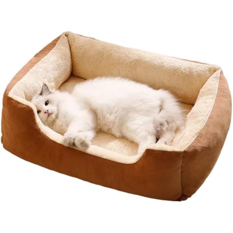 Cama Para Cachorro Gato Animal De Estimação Quadrado Canil De Pelúcia Médio Pequeno Sofá Almofada Pet Calmante De Casa S