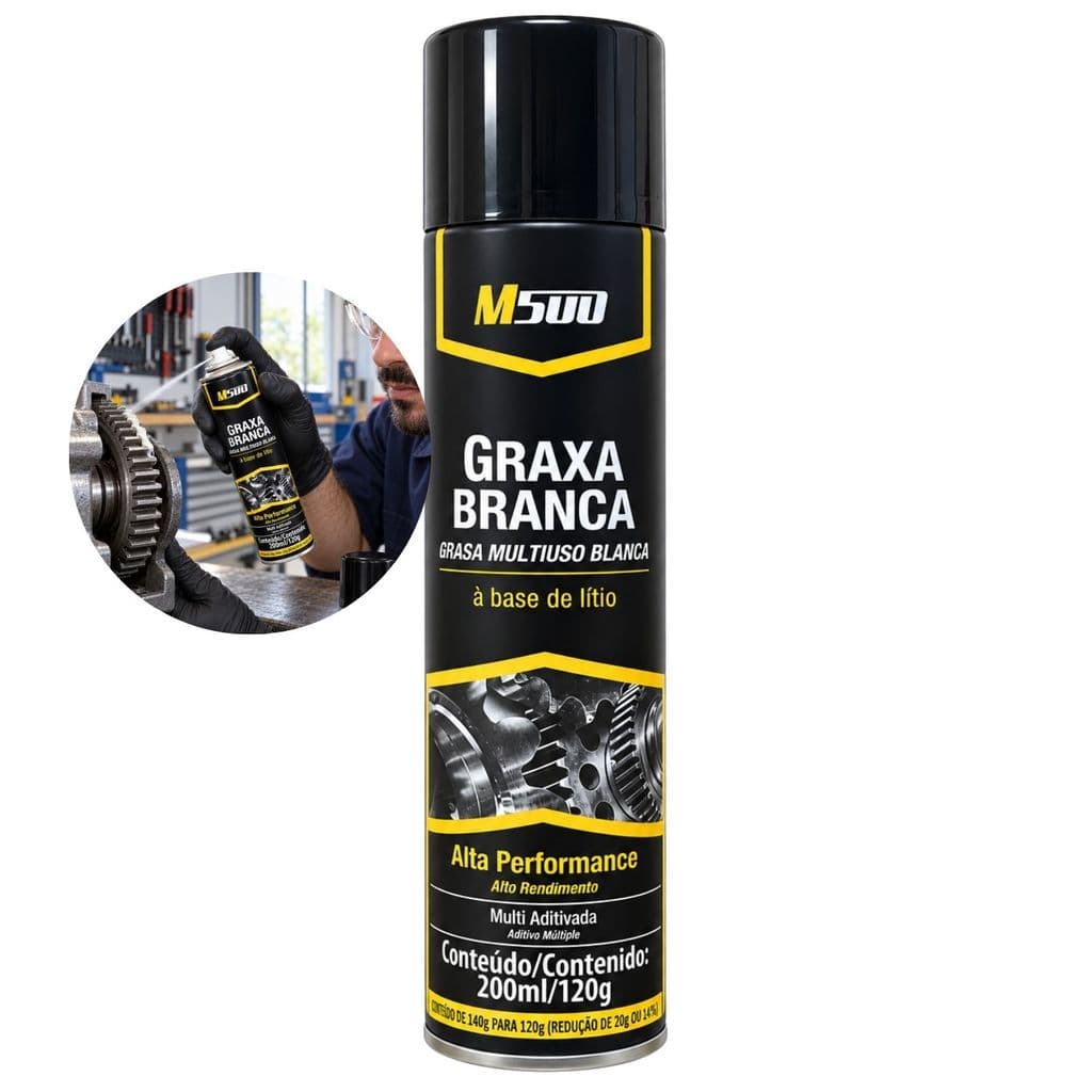 Graxa Branca Multiuso à Base de Lítio M500 Spray 200ml 120g