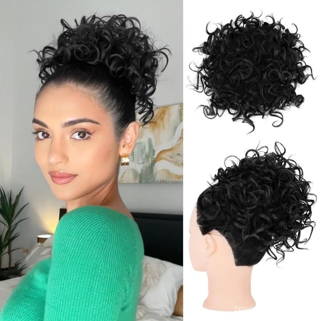 Peruca Afro Puff Coque Encaracolado-Fibra Orgânica