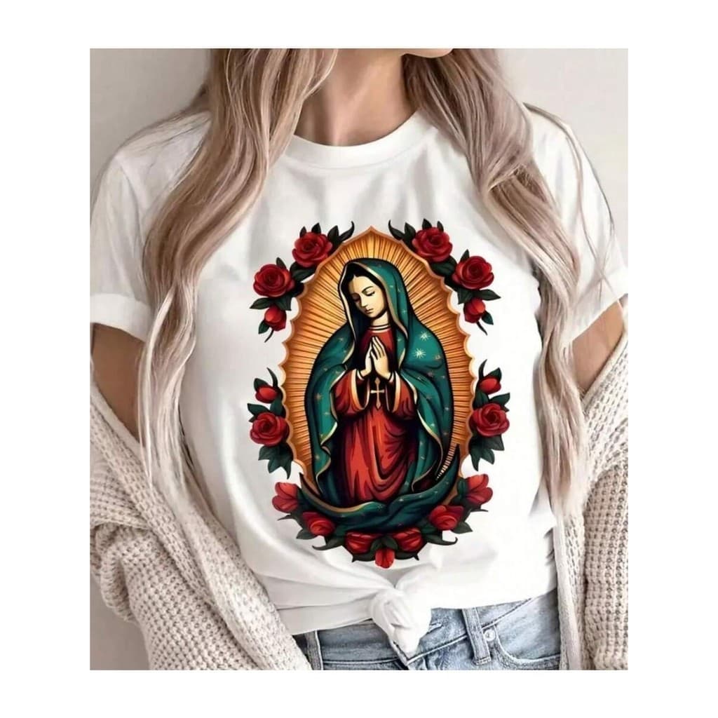 Camiseta T-Shirts Feminina GUADALUPE Super Estilosa Linha Premium Excelente Qualidade Religiosa