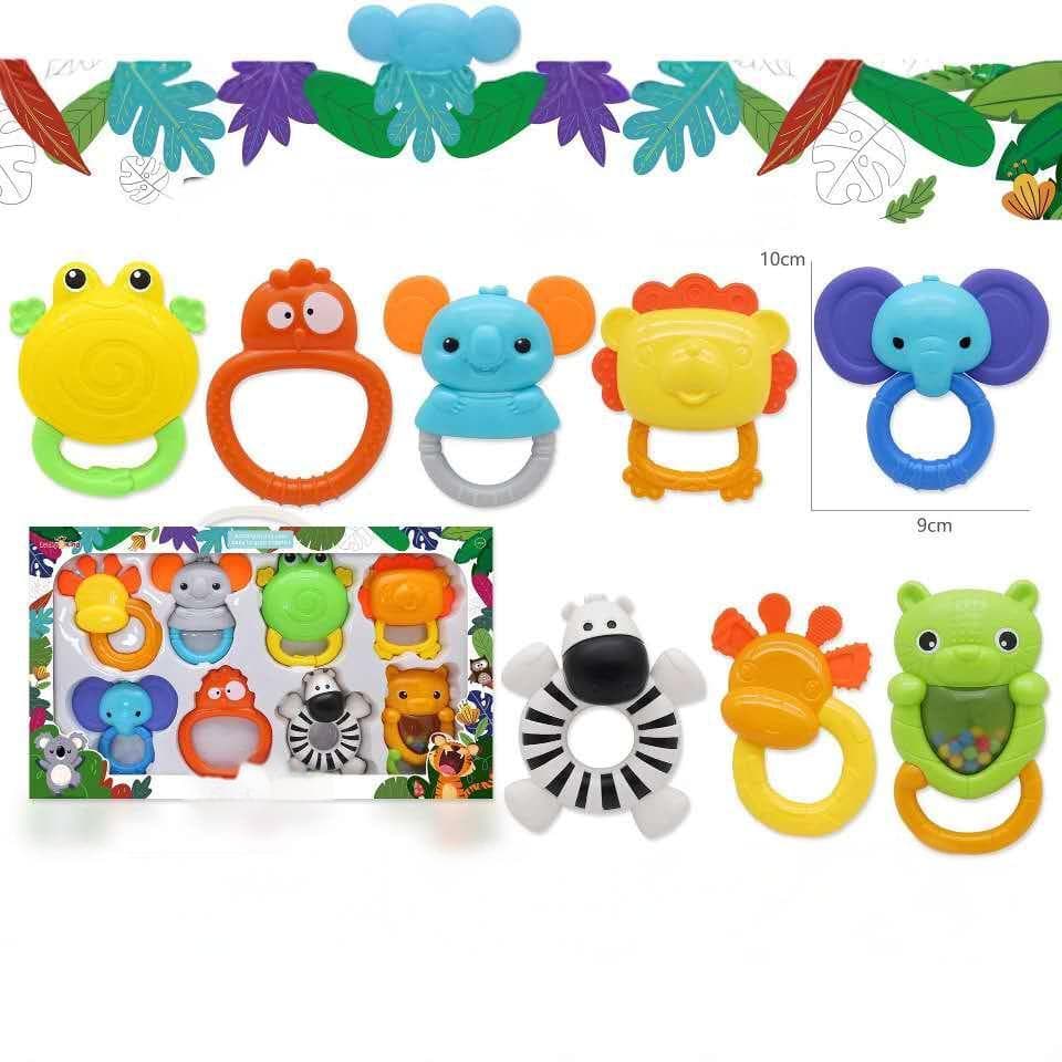 Conjunto de brinquedos para bebês, chocalho, mordedor sensorial, 4 peças, produtos para bebês, brinquedos infantis