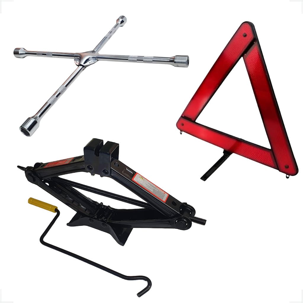 Kit Macaco 2 Ton Sanfona+ Triângulo Sinalizaçao + Chave Roda
