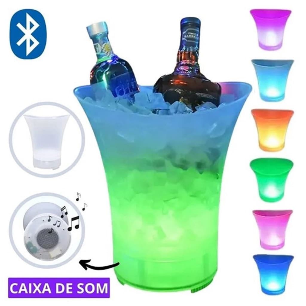 Balde Gelo Rgb Caixa De Som Integrada Bluetooth Regarrecável