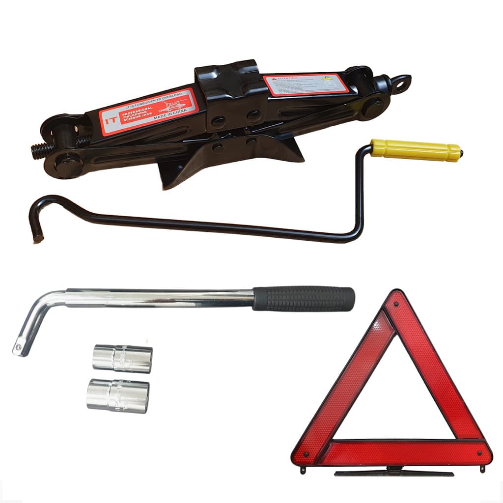 Kit Macaco 1 Ton + Triângulo Sinalizaçao + Chave Roda L