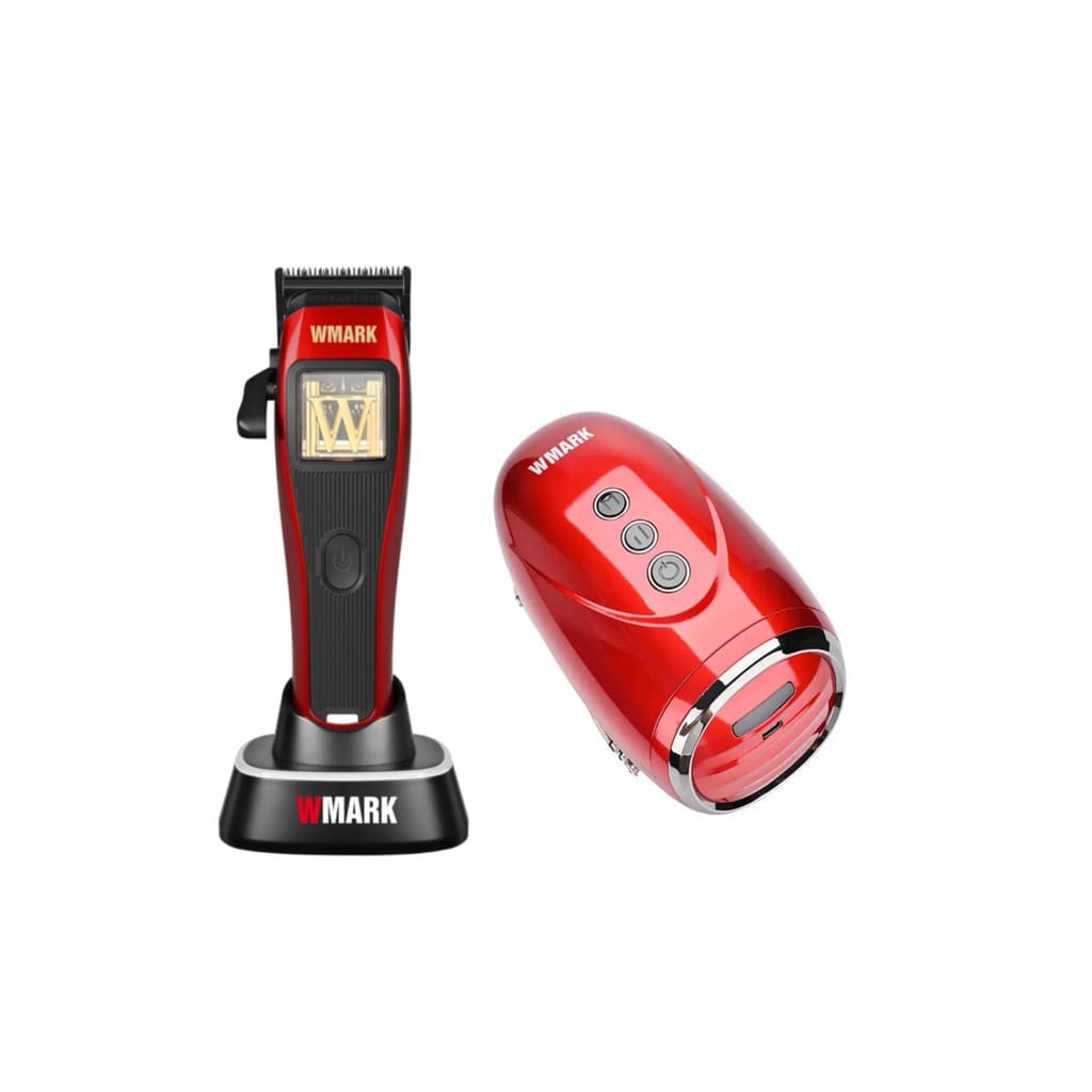 Maquina de Cortar Cabelo Profissional Wmark NG X1 + Massageador Sm001 Vermelho