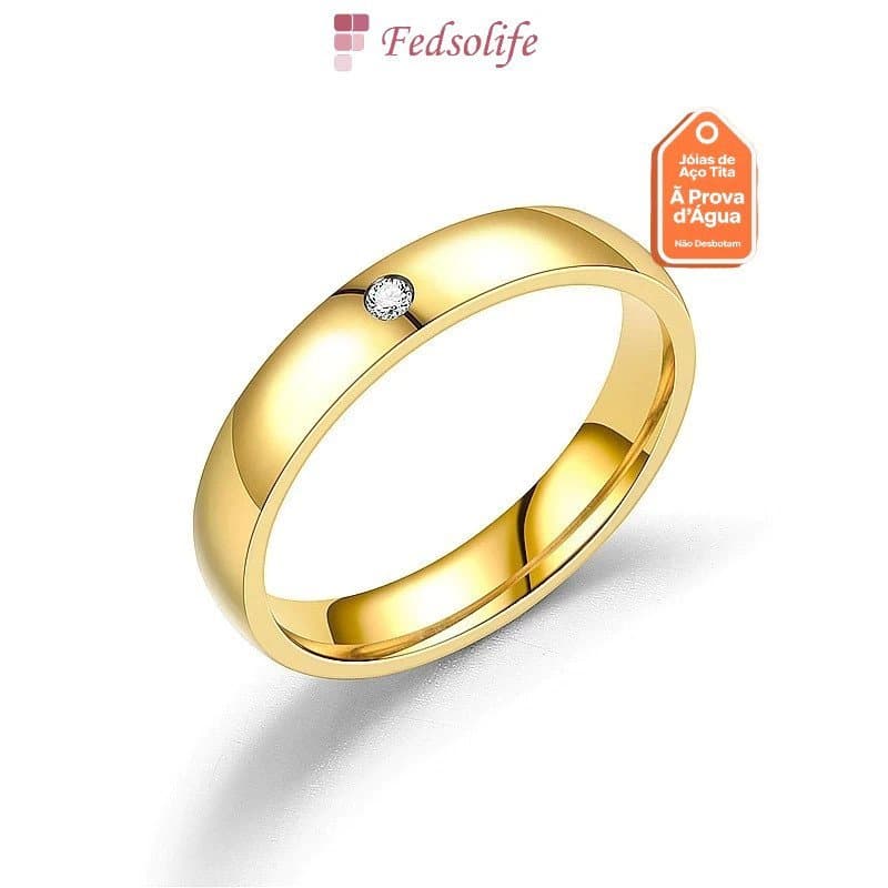 Fedsolife Anel Versão Coreana Diamante de Aço Inoxidável Feminino Brilhante Anel de Casal Simples