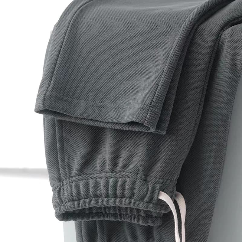 Verão novo estilo 300g cinza escuro grande tecido frisado solto em linha reta Sweatpants cor sólida All-Match cintura el