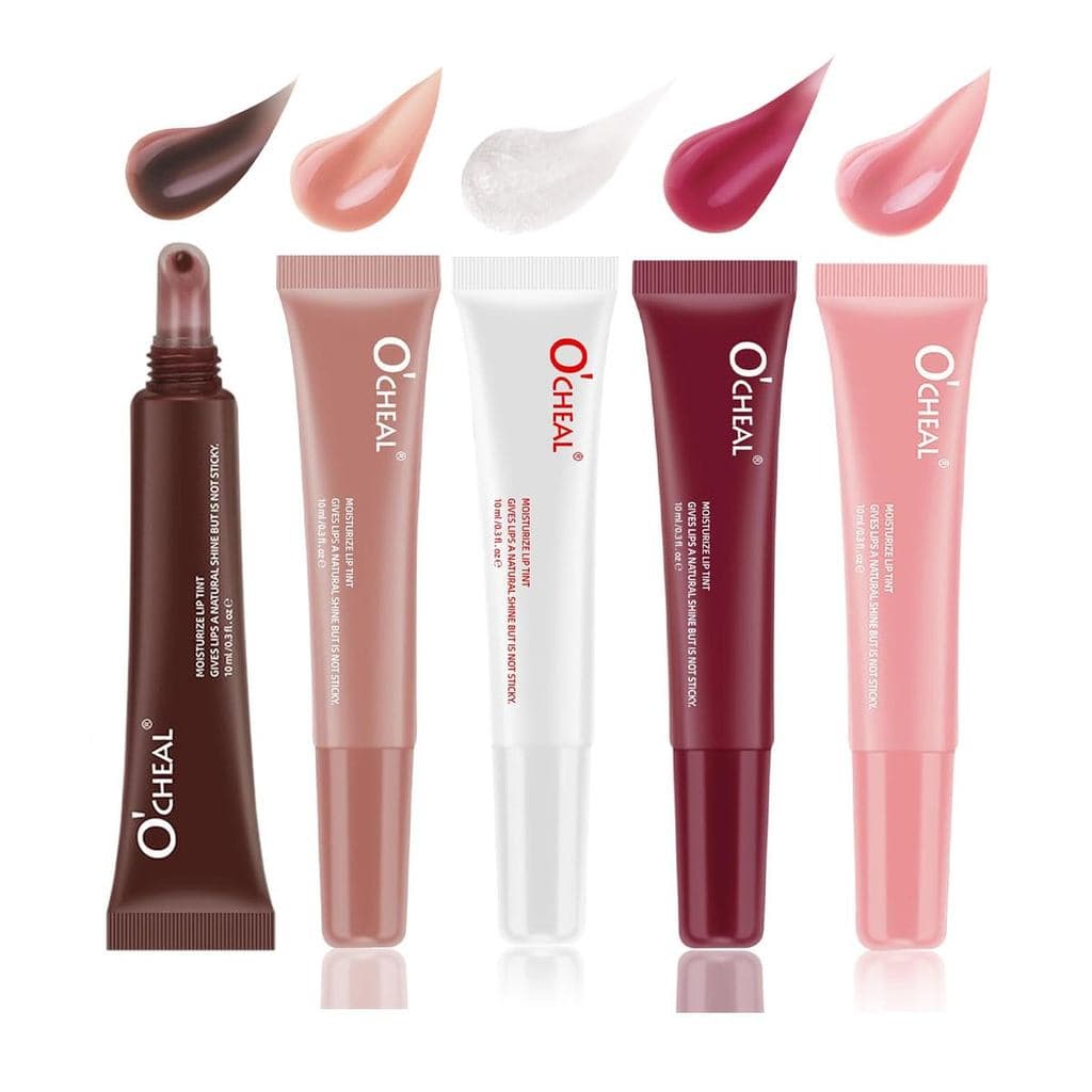 Lip Jam Brilho Labial Hidratante, 5 Cores, Óleo Labial com Acabamento Brilhante de Alto Brilho, Cores Nude de Longa Dura