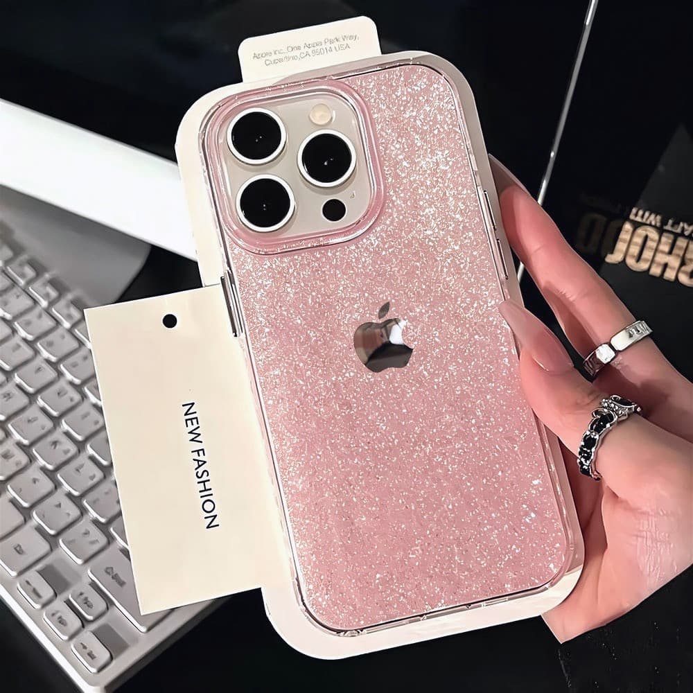 Capa glitter para mulheres iPhone 17 Pro Max 17Air 13 11 16 plus 15 14 12 XR Xs Cor Sólida Luxo Metal Telefone Silicone