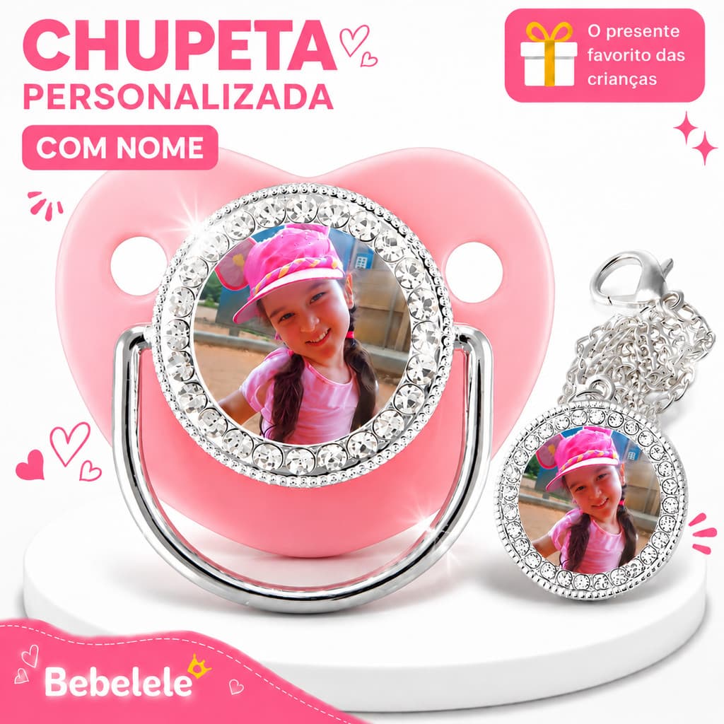 Chupeta para bebês com Foto personalizado do bebê, chupeta de silicone BPA Free &CJD5