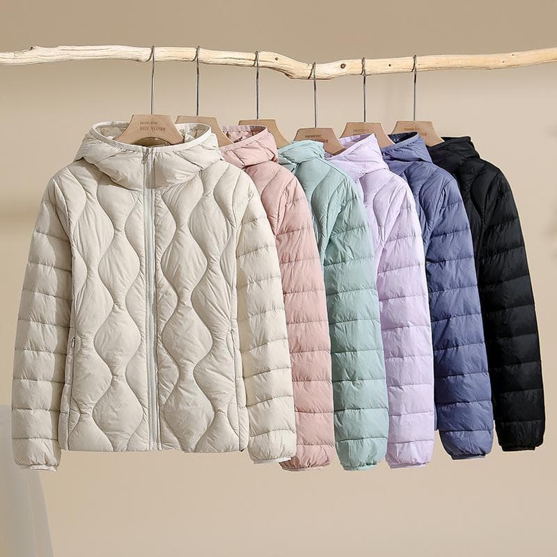 Pato branco para baixo leve jaqueta feminina estilo curto 2025 outono inverno novo estilo Oval com capuz Casual quente j