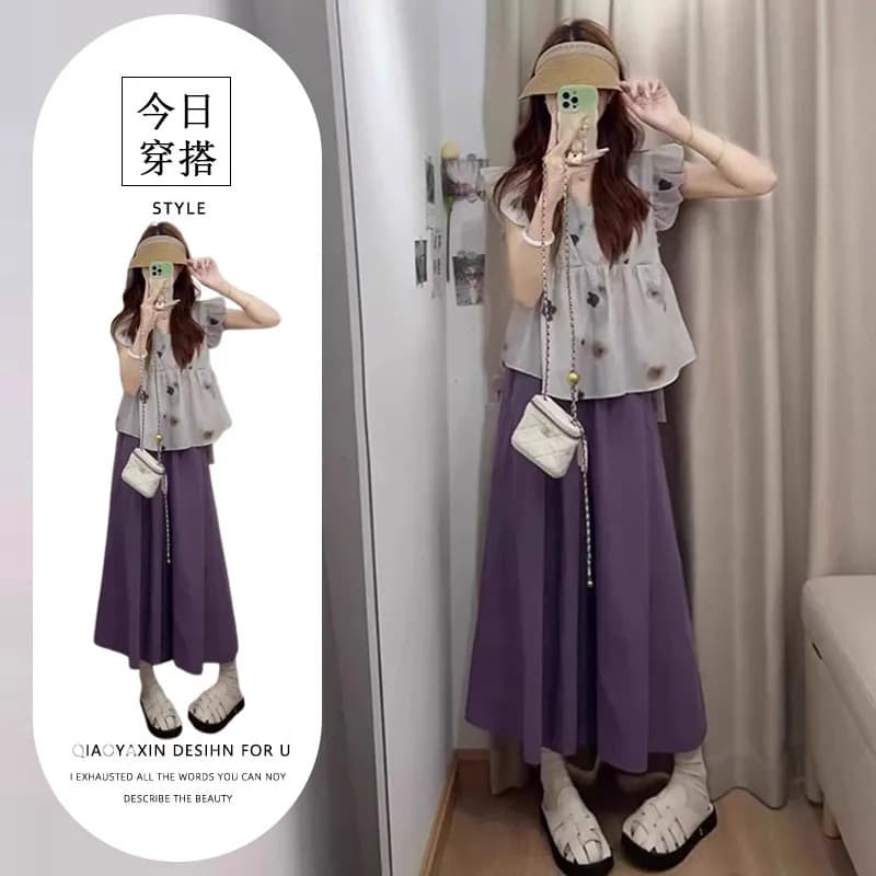Plus Size roupas femininas forma de pêra corpo Wear terno feminino verão camisa de sal gordura MM mais magro olhar calça