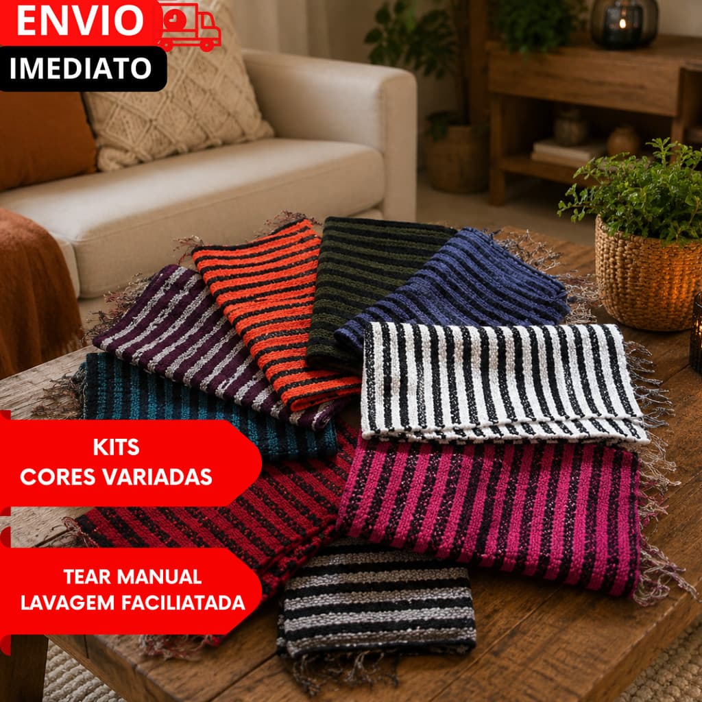 Kit Tapete Pra Porta Cozinha Grande Sortidos Cor Escuras e Claras 75x50 cm zebra Artesanal Tear