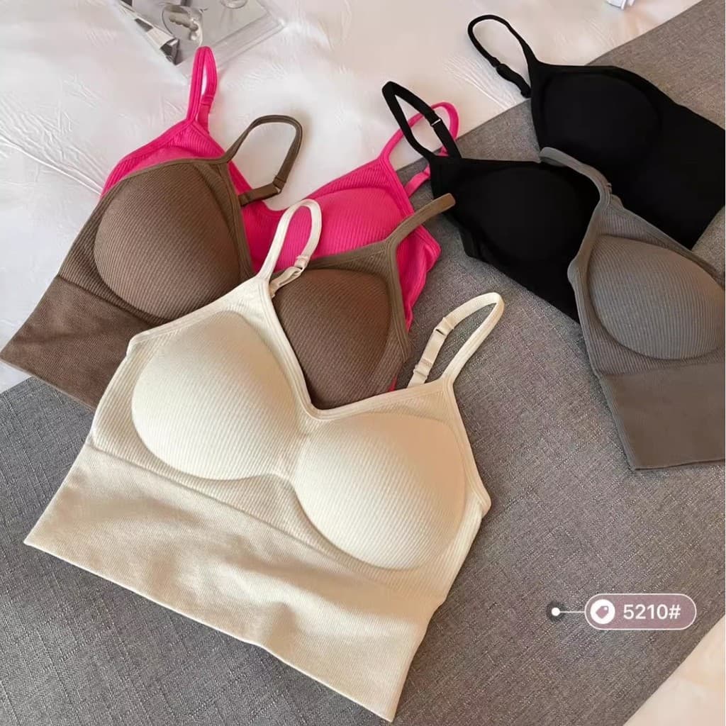 5210 Estilo Coreano Lindas Costas Cor Sólida Macio Confortável com Almofada no Peito Envolto Peito Simples All-Match Hig