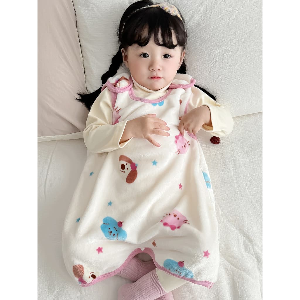 Saco de dormir para bebês outono inverno bebê crianças colete de lã Coral Anti-chute colcha flanela sem mangas pijama de
