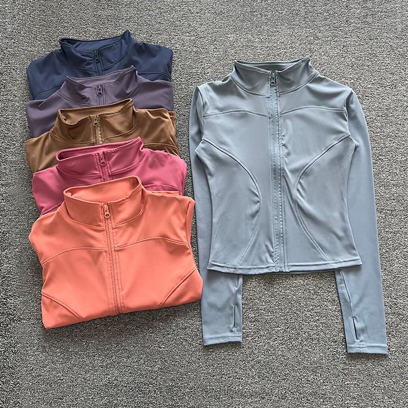 Estilo influenciador fino-ajuste jaqueta esportiva gola alta zíper esportes Fitness Yoga Wear jaqueta mais magro olhar r