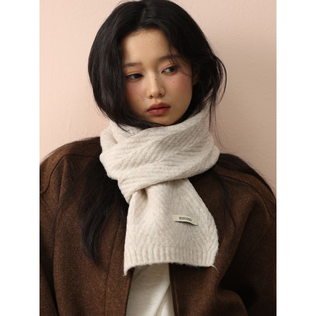 Outono inverno novo estilo versão coreana moda simples lã malha cachecol feminino quente High-End All-Match pequeno cach