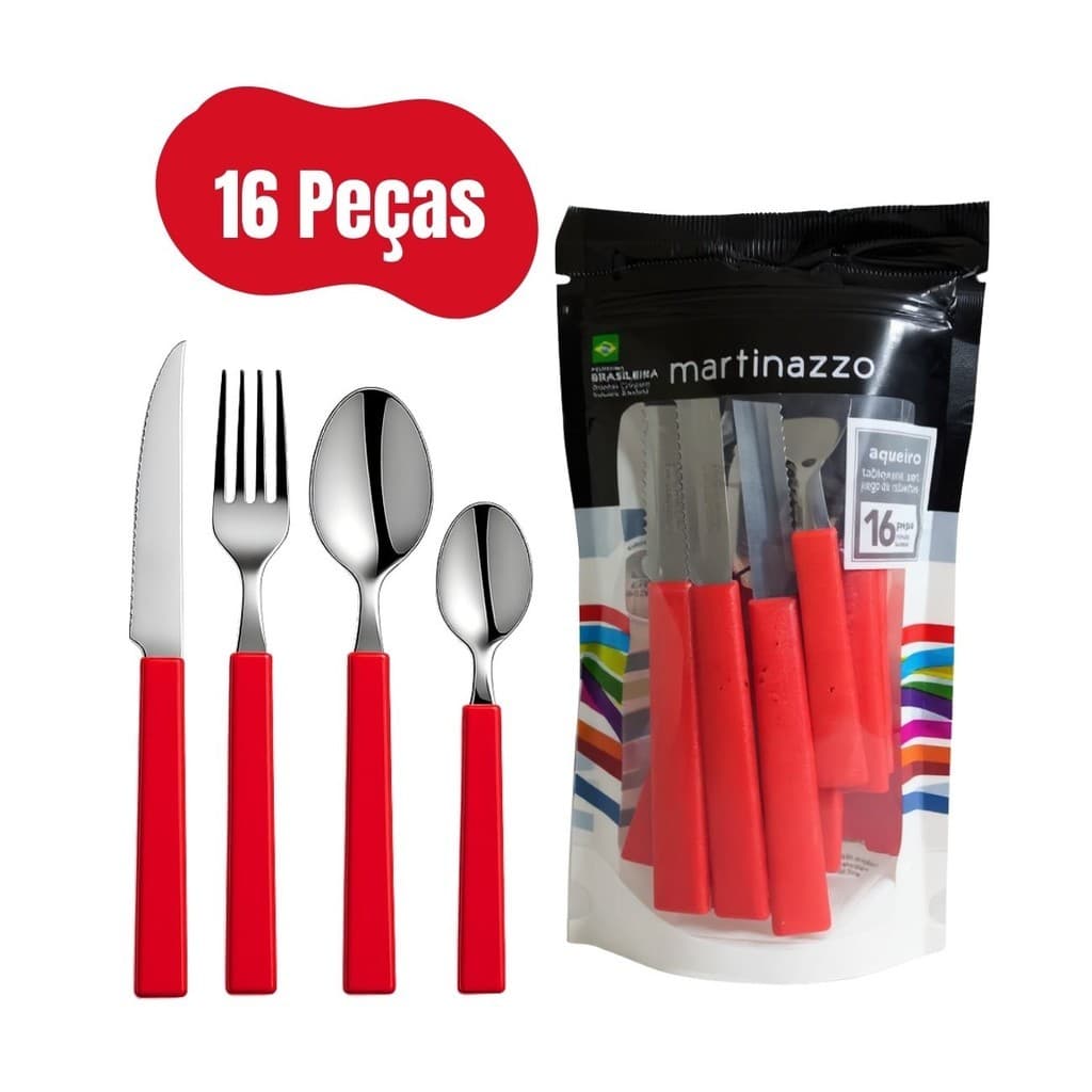Conjunto Faqueiro 16 Peças Martinazzo OPA Talheres Aço Inox