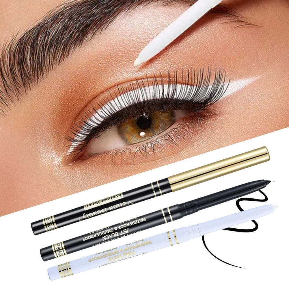 Lápis De Gel Delineador À Prova D'água Branco Preto Macio Caneta Delineadora Em De Longa Duração