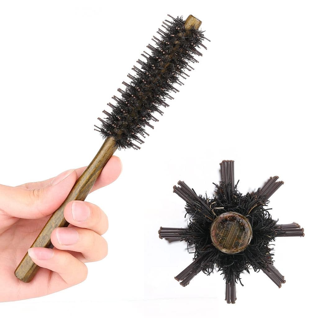 Escova de Cabelo Redonda Pequena PERFEHAIR com Cerdas de Javali e Nylon, 1,4 Polegadas, Mini Escova Circular para Secage