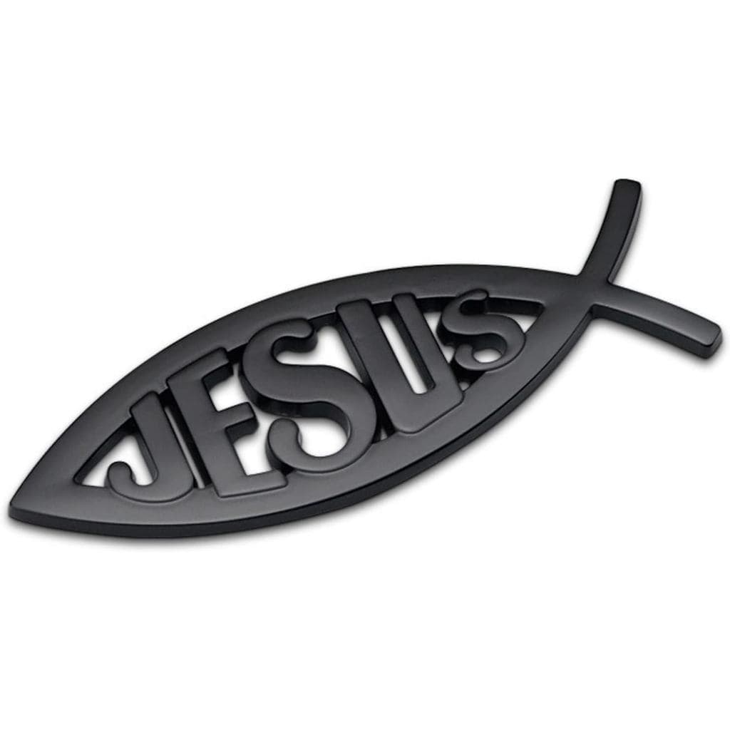 1 Pacote de Adesivos de Emblema de Peixe Jesus em Liga de Alumínio Preto para Carro (Preto)