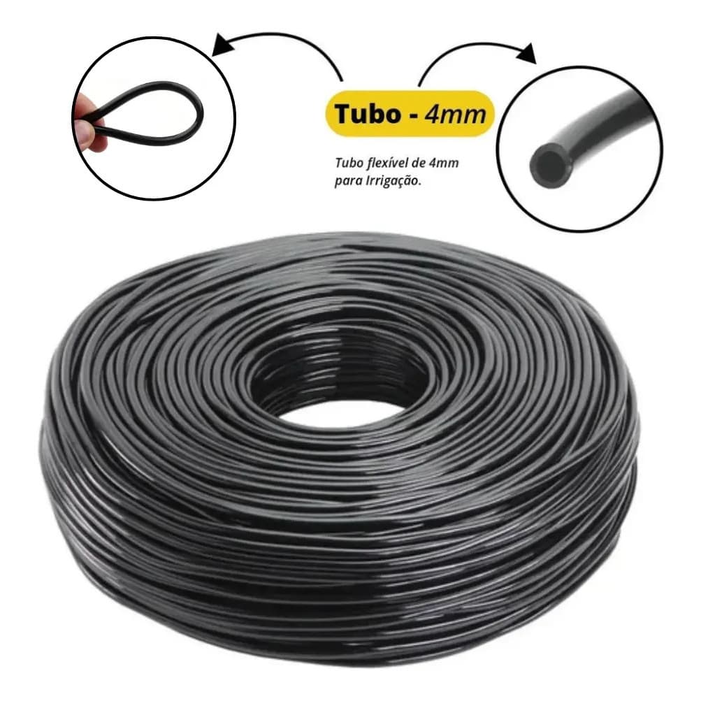Mangueira Microtubo Para Irrigação 100 A 300 Metros PVC 4/6mm 1/4" Flexível