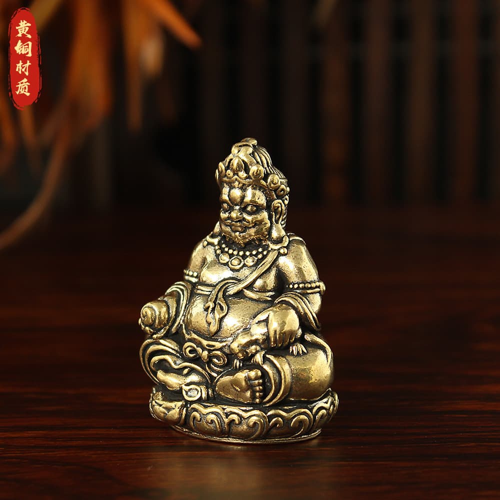 Novo modelo de ornamento de cobre puro do deus da riqueza amarelo, Buda de bolso criativo para a entrada de casa e escri