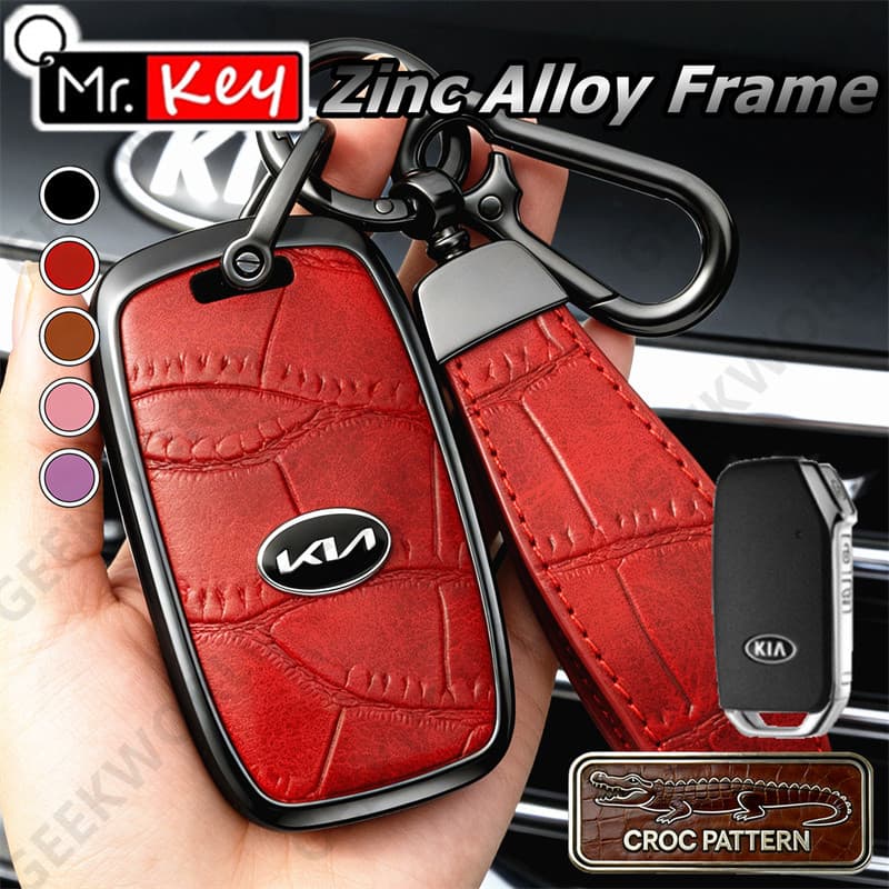 [Mr.Key] Capa Para Chave Com Textura Croc , De Carro Kia K3 K5 Soul Sportage NiroTelluride Carnival Sorento Cerat