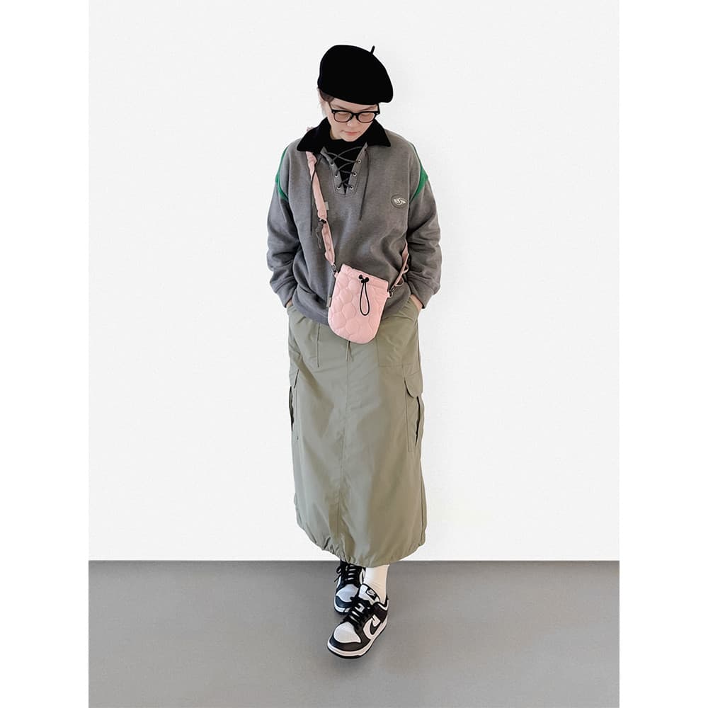 QMINICA acolchoado algodão mensageiro saco feminino All-Match Multi-Purpose funcional saco Polaroid CCD câmera armazenam
