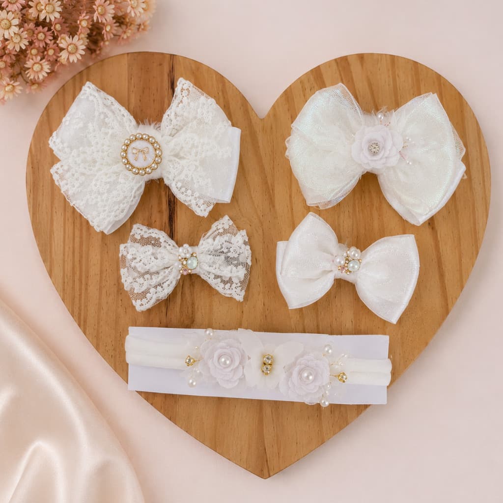 Laços Brancos para Batizado Bebê | Faixa de Meia e Presilha Boutique