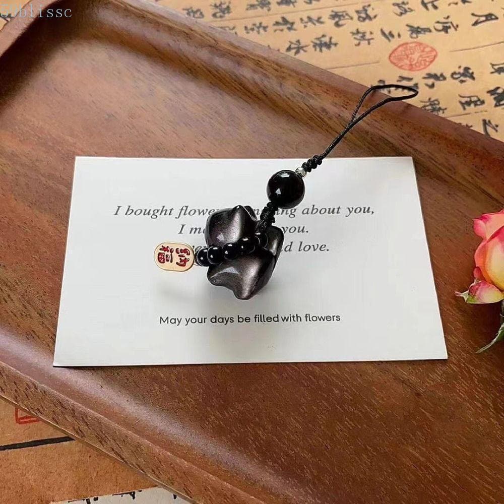 Chaveiro De Gato Da Sorte BLISSC , Pingente De Corda De Tecelagem Trançada , Ornamento Pendurado Carro