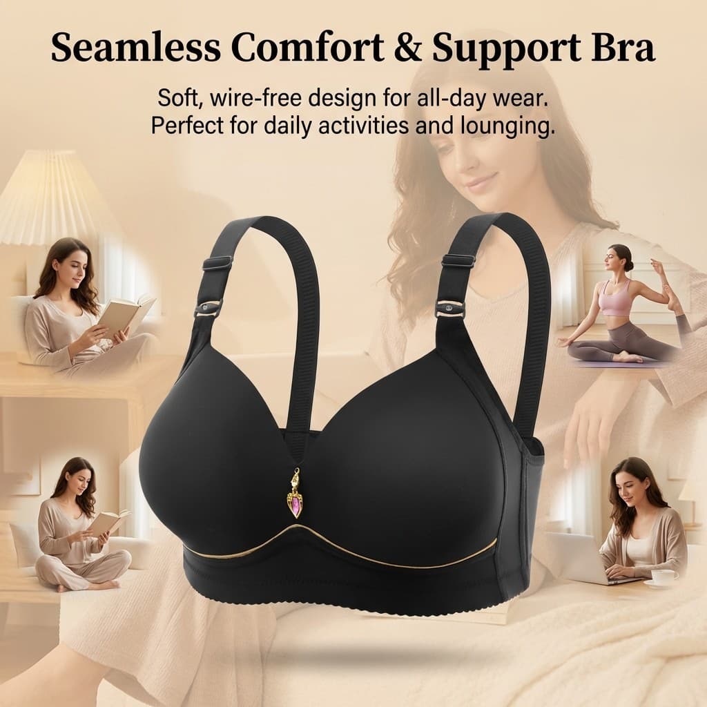 Sutiã Sem Fio Plus Size – Copos Finos Respiráveis , Ajuste Suave E Confortável Para Mulheres