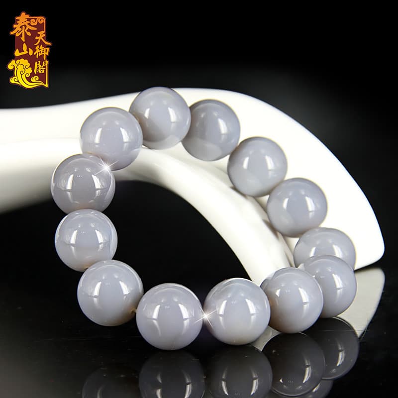 Taishan Tianyuge Natural cor primária ágata pulseira homens mulheres casais único círculo branco calcedônia contas pulse