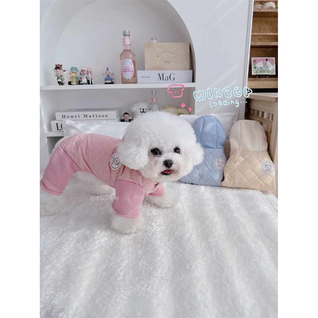 Cão de quatro patas algodão acolchoado roupas engrossado inverno roupas para animais de estimação Teddy Bichon Schnauzer