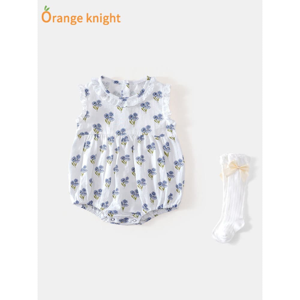 2023 verão novo estilo roupas de bebê recém-nascido menina sem mangas colete macacão 3 meses 6 estilo coreano Floral mac