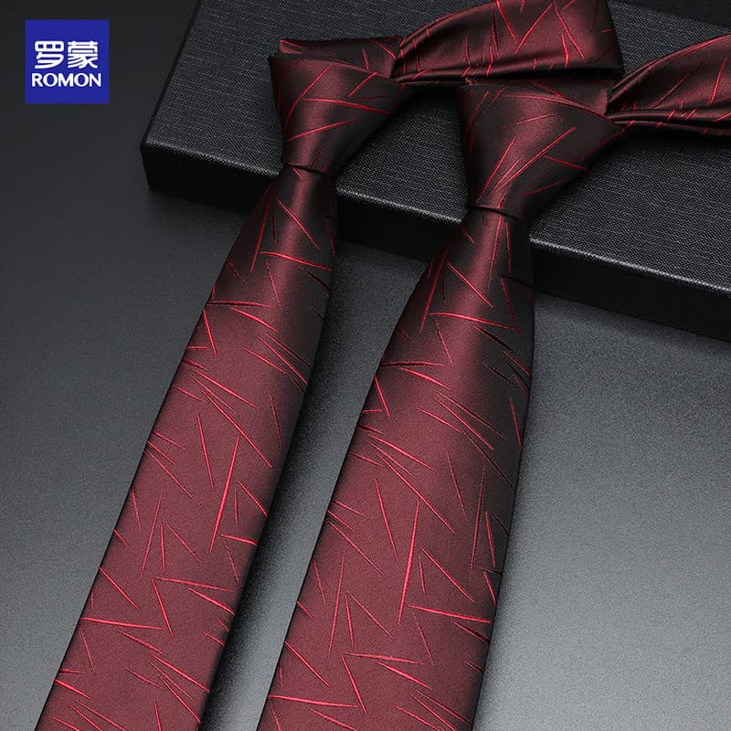 Lomon gravata masculina marca vermelha casamento gravata na moda masculina feita à mão borgonha padrão gravata camisa ca