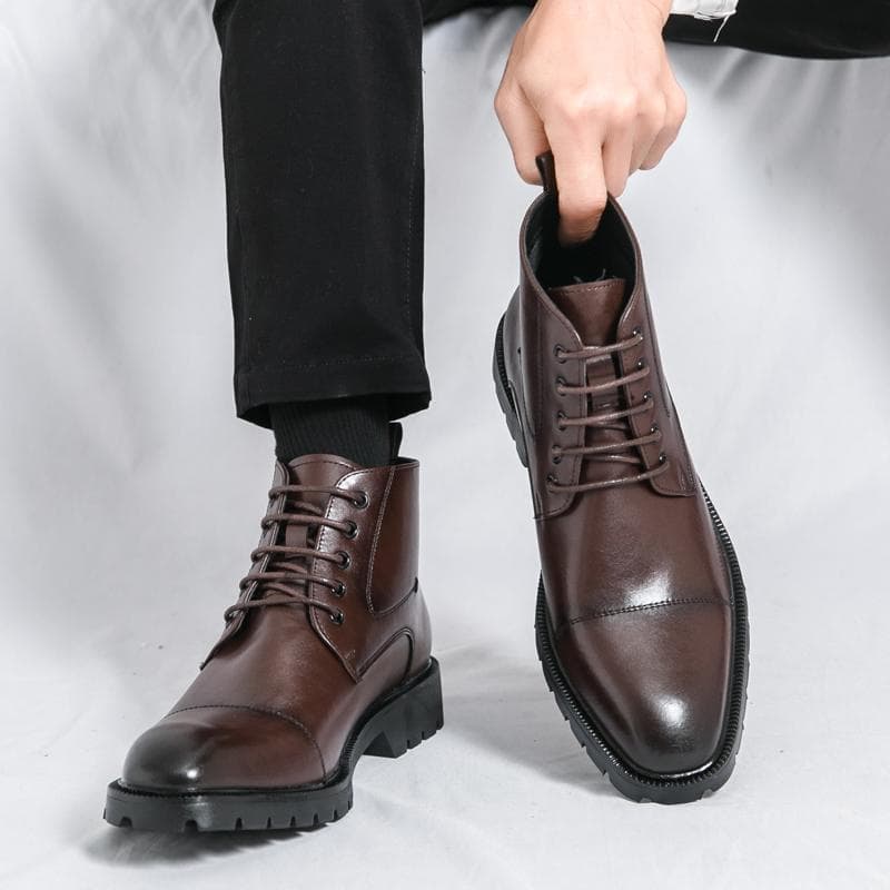 Chelsea botas masculinas na moda dedo do pé apontado sapatos de couro de alta qualidade estilo costura Martin botas marr