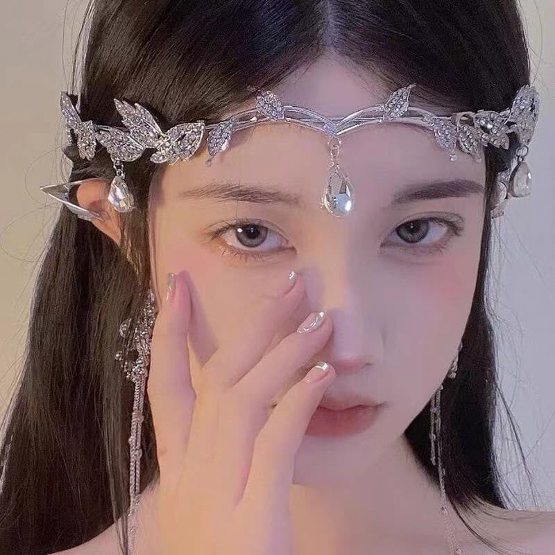 Rhinestone Brilhante Deixa Roupa De Cabeça De Prata Para Mulher Gotas De Água Ornamento De Testa De Noiva Acessórios